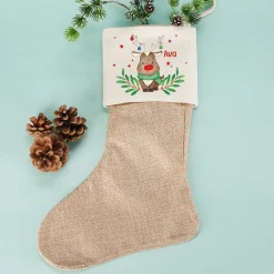 Weihnachtssocke mit Rentiermotiv und Namensaufdruck