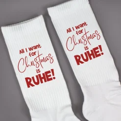 Weihnachtssocken 'All I want for Christmas is RUHE!' | Lustige Tennissocken als Weihnachtsgeschenk