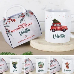 Weihnachts-Tasse in Tassentasche - 4 Motive auswählbar
