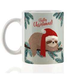 Weihnachtstasse mit Faultier & Spruch 'Chilly Christmas!' | Lustige Geschenkidee zu Weihnachten