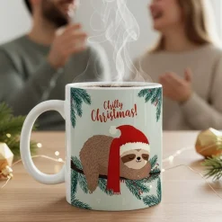 Weihnachtstasse mit Faultier & Spruch 'Chilly Christmas!' | Lustige Geschenkidee zu Weihnachten