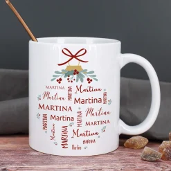 Weihnachts-Tasse mit Ihrem Namen in verschiedenen Schriftarten