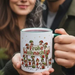 Weihnachtstasse mit Wichtel-Motiv 'Frohe Weihnachten' | Geschenk für Weihnachten & Nikolaus