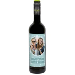 Weinflasche mit persönlichem Etikett und Foto zu Weihnachten | Biorebe Wein
