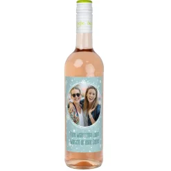 Weinflasche mit persönlichem Etikett und Foto zu Weihnachten | Biorebe Wein