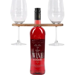 Weingeschenk Set - It`s Wine o`clock! - mit gravierter Weinflasche, Weingläsern und Weinbutler