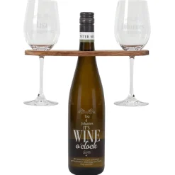 Weingeschenk Set - It`s Wine o`clock! - mit gravierter Weinflasche, Weingläsern und Weinbutler
