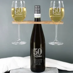Wein-Geschenkset zur goldenen Hochzeit mit Wunschtext und Namen des Paares