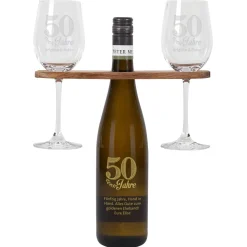 Wein-Geschenkset zur goldenen Hochzeit mit Wunschtext und Namen des Paares