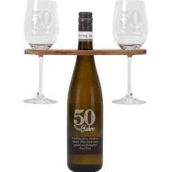 Wein-Geschenkset zur goldenen Hochzeit mit Wunschtext und Namen des Paares
