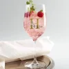 Weinglas mit Rosen-Monogramm und Name