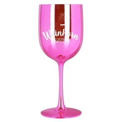 Weinhorn - glänzender, pinker Weinkelch mit Knuddelhorn und Name