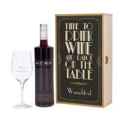 Weinset im Jugendstil mit Bree Weinflasche und graviertem Weinglas