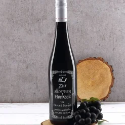 Weinset mit persönlicher Gravur zur Silberhochzeit