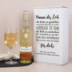 Weinset zur Rente - Nimm dir Zeit - mit Maybachwein und graviertem Glas
