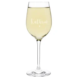 Weißweinglas Namensgravur und kleinem Herz