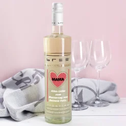 Weißwein mit Herz und persönlichem Aufdruck