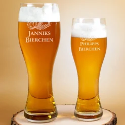 Weizenglas Bierchen mit Ihrem Wunschnamen in zwei Größen