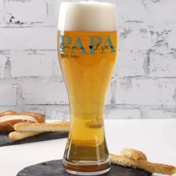Weizenglas für den besten Papa mit den Namen der Kinder bedruckt