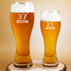 Weizenglas Happy Birthday mit persönlicher Gravur in zwei Größen