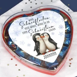Wenn Schneeflocken Küsse wären - Pralinenherz in zwei Geschmackssorten