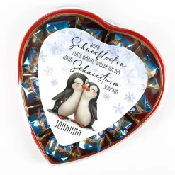 Wenn Schneeflocken Küsse wären - Pralinenherz in zwei Geschmackssorten