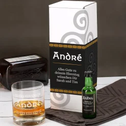 Whisky Geschenk-Set mit Ardbeg 10 Miniatur-Flasche und graviertem Glas