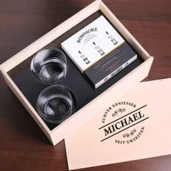 Whisky Geschenkset mit 2 Gläsern und 3 Flaschen Bowmore Whisky