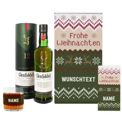 Whisky Geschenkset zu Weihnachten mit Name, Wunschtext und Weihnachtsstrickpullover Motiv