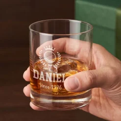 Whisky Glas für Golfer personalisiert mit Gravur | 320 ml Whiskeyglas mit Golf Motiv