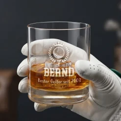Whisky Glas für Golfer personalisiert mit Gravur | 320 ml Whiskeyglas mit Golf Motiv