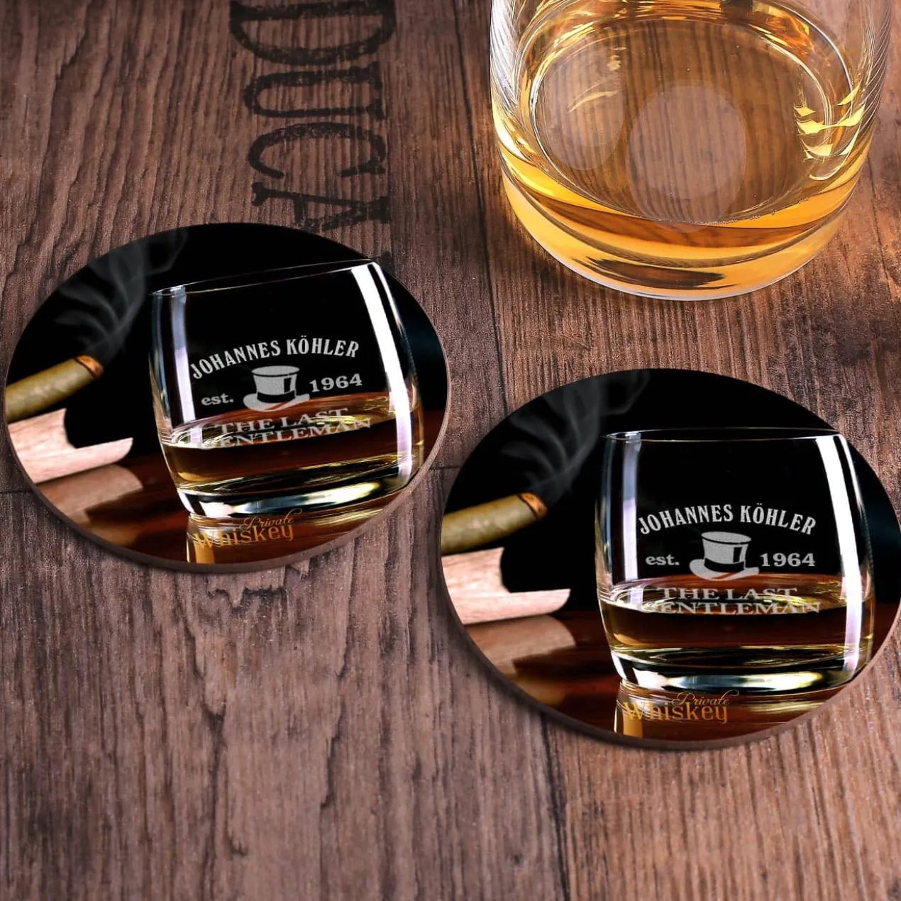 Whiskyglas Set mit Untersetzern in Geschenkbox