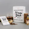 Whisky Set zum Valentinstag mit Glas und Schokolade