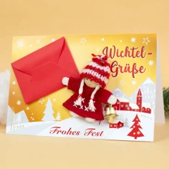Wichtelkarte in Gold als Geldgeschenk | Weihnachtskarte