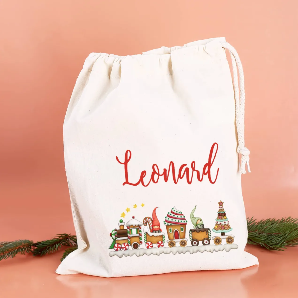 Wichtel Weihnachtszug - Geschenksack in 3 verschiedenen Größen