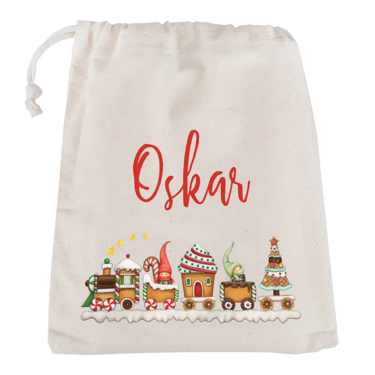 Wichtel Weihnachtszug - Geschenksack in 3 verschiedenen Größen
