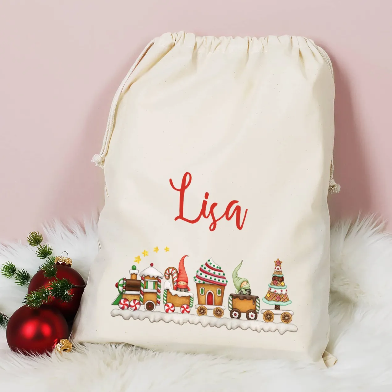 Wichtel Weihnachtszug - Geschenksack in 3 verschiedenen Größen