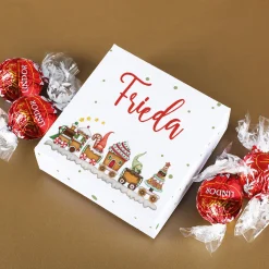 Wichtel Weihnachtszug - 4 Lindorkugeln in persönlicher Verpackung - mit Name