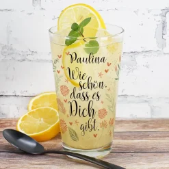 Wie schön, dass es Dich gibt - bedrucktes Trinkglas mit Name