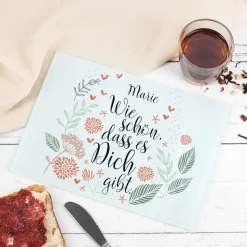 Wie schön, dass es dich gibt- Glasbrettchen mit Name