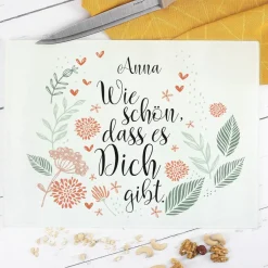 Wie schön, dass es dich gibt- Glasbrettchen mit Name