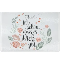 Wie schön, dass es dich gibt- Glasbrettchen mit Name