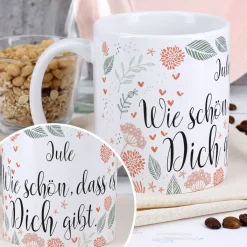 Wie schön, dass es Dich gibt - Kaffeetasse mit Ihrem Wunschnamen