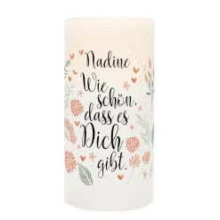 Wie schön, dass es Dich gibt. - LED Echtwachskerze mit Namensaufdruck