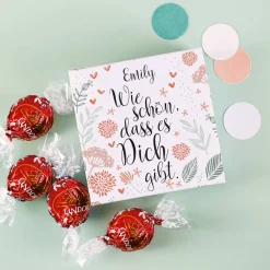 Wie schön, dass es Dich gibt. - 4 Lindorkugeln in kleiner Geschenkverpackung