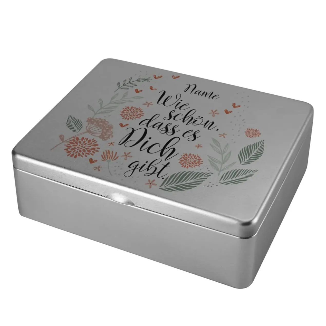 Wie schön, dass es Dich gibt. - Teebox aus Metall mit Ihrem Wunschnamen bedruckt