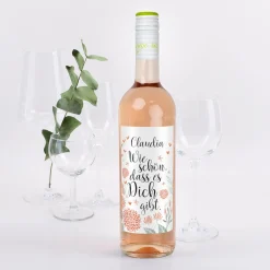 Wie schön, dass es Dich gibt - Weinflasche mit Namensaufdruck | Biorebe Wein