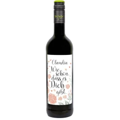 Wie schön, dass es Dich gibt - Weinflasche mit Namensaufdruck | Biorebe Wein