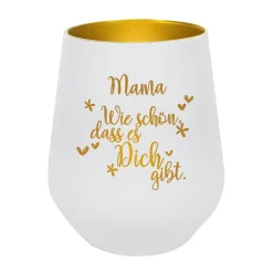 Wie schön, dass es Dich gibt - Windlicht in weiß-gold mit Name