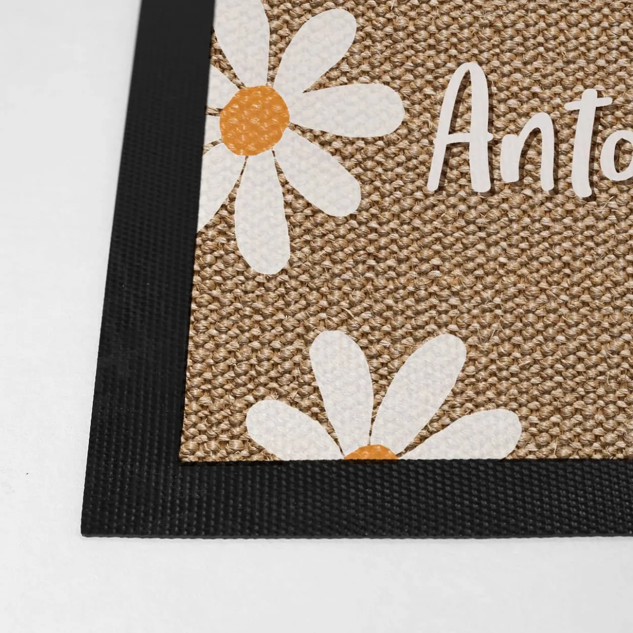 Willkommen bei - Fußmatte mit Blumenmotiv und Ihren Wunschnamen